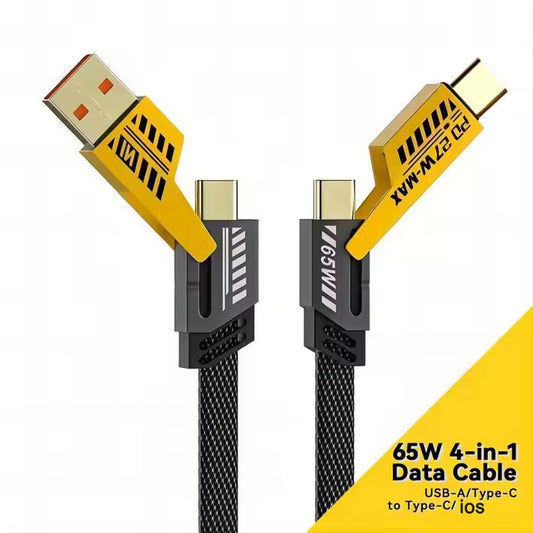 65W PD Fast Charging 4 in 1 Data Cable - USB-A/Type-C to Type-C/Lightning (MFI Certified) - 1.2M